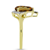 Inel din Argint 925 Placat cu Aur ( 2.9 grame ) cu Cuarț Coniac și Topaz Alb 2.37 Carate