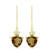Cercei din Argint 925 Placat cu Aur ( 2.56 grame ) cu Cuarț Coniac și Topaz Alb 6.06 Carate