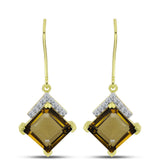 Cercei din Argint 925 Placat cu Aur ( 2.58 grame ) cu Cuarț Coniac și Topaz Alb 7.01 Carate