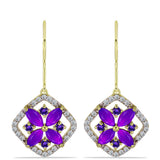 Cercei din Argint 925 Placat cu Aur ( 3.44 grame ) cu Agat Violet și Ametist Marocan 2.42 Carate
