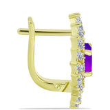 Cercei din Argint 925 Placat cu Aur ( 5.71 grame ) cu Agat Violet și Topaz Alb 2.82 Carate