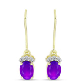 Cercei din Argint 925 Placat cu Aur ( 1.77 grame ) cu Agat Violet și Topaz Alb 1.4 Carate