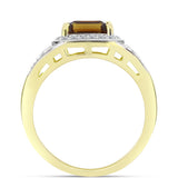Inel din Argint 925 Placat cu Aur ( 4.59 grame ) cu Cuarț Coniac și Topaz Alb 2.35 Carate