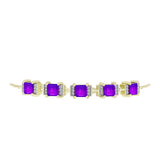 Brățară din Argint 925 Placat cu Aur ( 6.43 grame ) cu Agat Violet și Topaz Alb 3.03 Carate