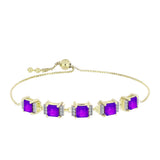 Brățară din Argint 925 Placat cu Aur ( 6.43 grame ) cu Agat Violet și Topaz Alb 3.03 Carate