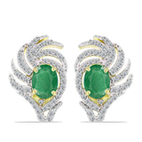 Cercei din Argint 925 Placat cu Aur ( 5.93 grame ) cu Smarald Brazilian și Topaz Alb 3.27 Carate