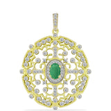 Pandantiv din Argint 925 Placat cu Aur ( 3.88 grame ) cu Smarald Brazilian și Topaz Alb 1.28 Carate