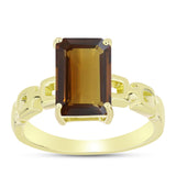 Inel din Argint 925 Placat cu Aur ( 3.37 grame ) cu Cuarț Coniac 4.11 Carate