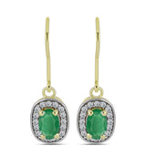 Cercei din Argint 925 Placat cu Aur ( 2.13 grame ) cu Smarald Brazilian și Topaz Alb 1.14 Carate