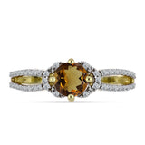 Inel din Argint 925 Placat cu Aur ( 2.19 grame ) cu Cuarț Coniac și Topaz Alb 1.03 Carate