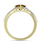 Inel din Argint 925 Placat cu Aur ( 2.19 grame ) cu Cuarț Coniac și Topaz Alb 1.03 Carate