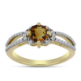 Inel din Argint 925 Placat cu Aur ( 2.19 grame ) cu Cuarț Coniac și Topaz Alb 1.03 Carate