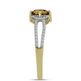 Inel din Argint 925 Placat cu Aur ( 2.19 grame ) cu Cuarț Coniac și Topaz Alb 1.03 Carate