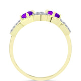 Inel din Argint 925 Placat cu Aur ( 4.36 grame ) cu Agat Violet și Topaz Alb 1.59 Carate