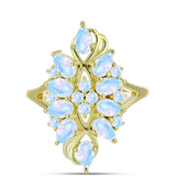 Inel din Argint 925 Placat cu Aur ( 4.52 grame ) cu Piatra Lunii Curcubeu 2.31 Carate