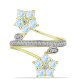 Inel din Argint 925 Placat cu Aur ( 3.74 grame ) cu Piatra Lunii Curcubeu și Topaz Alb 1.36 Carate