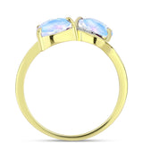 Inel din Argint 925 Placat cu Aur ( 2.41 grame ) cu Piatra Lunii Curcubeu și Topaz Alb 1.34 Carate