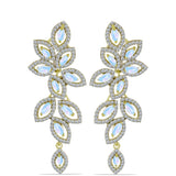 Cercei din Argint 925 Placat cu Aur ( 9 grame ) cu Piatra Lunii Curcubeu și Topaz Alb 4.4 Carate