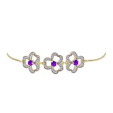 Brățară din Argint 925 Placat cu Aur ( 6.23 grame ) cu Agat Violet și Topaz Alb 0.98 Carate
