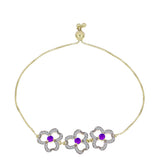 Brățară din Argint 925 Placat cu Aur ( 6.23 grame ) cu Agat Violet și Topaz Alb 0.98 Carate
