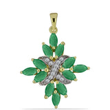 Pandantiv din Argint 925 Placat cu Aur ( 2.13 grame ) cu Smarald Brazilian și Topaz Alb 1.71 Carate