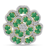 Inel din Argint 925 Placat cu Aur ( 7.85 grame ) cu Smarald Brazilian și Topaz Alb 6.16 Carate