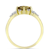 Inel din Argint 925 Placat cu Aur ( 2 grame ) cu Cuarț Coniac și Topaz Alb 0.88 Carate