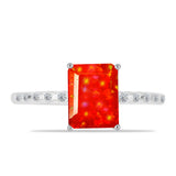 Inel din Argint 925 ( 1.95 grame ) cu Opal Etiopian Lega Dembi Roșu și Topaz Alb 1.34 Carate