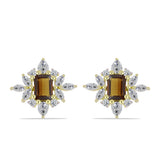 Cercei din Argint 925 Placat cu Aur ( 4.18 grame ) cu Cuarț Coniac și Topaz Alb 3.68 Carate