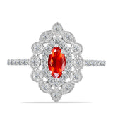 Inel din Argint 925 ( 2.62 grame ) cu Opal Etiopian Lega Dembi Roșu și Topaz Alb 0.79 Carate