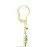 Cercei din Argint 925 Placat cu Aur ( 3.79 grame ) cu Smarald Brazilian și Topaz Alb 1.58 Carate