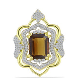 Pandantiv din Argint 925 Placat cu Aur ( 4.43 grame ) cu Cuarț Coniac și Topaz Alb 6.67 Carate