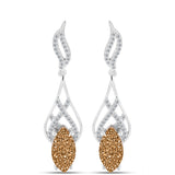 Cercei din Argint 925 ( 4.7 grame ) cu Drusy Auriu și Topaz Alb 5.91 Carate