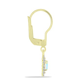 Cercei din Argint 925 Placat cu Aur ( 3.88 grame ) cu Piatra Lunii Curcubeu și Topaz Alb 2.8 Carate