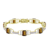 Brățară din Argint 925 Placat cu Aur ( 12.52 grame ) cu Cuarț Coniac și Topaz Alb 11.16 Carate