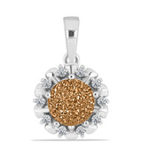 Pandantiv din Argint 925 ( 1.95 grame ) cu Drusy Auriu și Topaz Alb 2.35 Carate