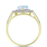 Inel din Argint 925 Placat cu Aur ( 2.84 grame ) cu Piatra Lunii Curcubeu și Topaz Alb 2.25 Carate