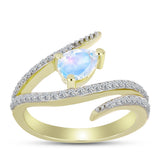 Inel din Argint 925 Placat cu Aur ( 3.85 grame ) cu Piatra Lunii Curcubeu și Topaz Alb 1.08 Carate