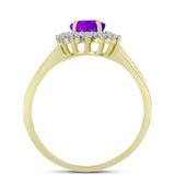 Inel din Argint 925 Placat cu Aur ( 2.56 grame ) cu Agat Violet și Topaz Alb 1.52 Carate