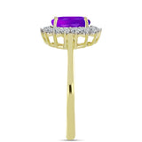 Inel din Argint 925 Placat cu Aur ( 2.56 grame ) cu Agat Violet și Topaz Alb 1.52 Carate