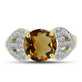 Inel din Argint 925 Placat cu Aur ( 4.15 grame ) cu Cuarț Coniac și Topaz Alb 3.76 Carate