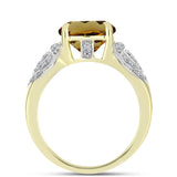 Inel din Argint 925 Placat cu Aur ( 4.15 grame ) cu Cuarț Coniac și Topaz Alb 3.76 Carate