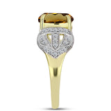 Inel din Argint 925 Placat cu Aur ( 4.15 grame ) cu Cuarț Coniac și Topaz Alb 3.76 Carate