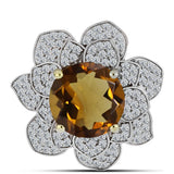 Inel din Argint 925 Placat cu Aur ( 5.87 grame ) cu Cuarț Coniac și Topaz Alb 6.26 Carate