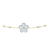 Brățară din Argint 925 Placat cu Aur ( 4.9 grame ) cu Piatra Lunii Curcubeu și Topaz Alb 2.09 Carate
