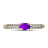 Inel din Argint 925 Placat cu Aur ( 2.12 grame ) cu Agat Violet și Topaz Alb 0.28 Carate
