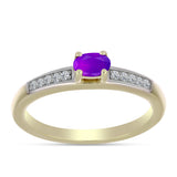 Inel din Argint 925 Placat cu Aur ( 2.12 grame ) cu Agat Violet și Topaz Alb 0.28 Carate