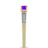 Inel din Argint 925 Placat cu Aur ( 2.12 grame ) cu Agat Violet și Topaz Alb 0.28 Carate