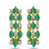 Cercei din Argint 925 Placat cu Aur ( 3.47 grame ) cu Smarald Brazilian și Topaz Alb 1.41 Carate