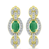 Cercei din Argint 925 Placat cu Aur ( 5.62 grame ) cu Smarald Brazilian și Topaz Alb 1.57 Carate
